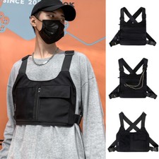 Bolsa peitoral funcional hip hop preta bolsa de armazenamento unissex comprar usado  Enviando para Brazil