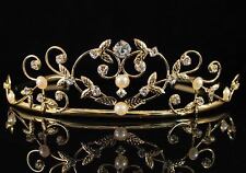 PÉROLA AUSTRÍACA STRASS CRISTAL TIARA CABELO COROA FESTA DE CASAMENTO OURO T1535G comprar usado  Enviando para Brazil
