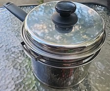 Caldeira dupla vintage vitalícia de aço inoxidável 18-8 R5 2 quartos com tampa, usado comprar usado  Enviando para Brazil
