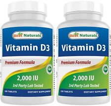 Pacote com 2 Best Naturals Vitamin D3 2000 UI 100 comprimidos comprar usado  Enviando para Brazil