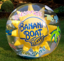 Vintage BANANA BOAT Loção Bronzeadora 48" Inflável CELEBRAR O SOL Bola de Praia Anúncio comprar usado  Enviando para Brazil
