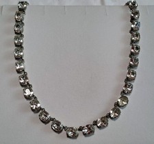 44 - Kette Versilbert Länge 40cm mit Gablonzer Glassteinbesatz 12x8mm gebraucht kaufen  Erdmannhausen