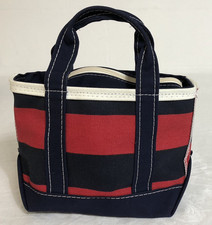 Usado, LL Bean Micro mini barco e bolsa tote lona vermelho branco azul zíper fecho chave clipe comprar usado  Enviando para Brazil