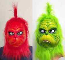 Máscara de Halloween látex fantasia vermelha Grinch máscara de cabeça Natal carnaval festa adereços comprar usado  Enviando para Brazil