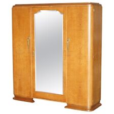 Usado, ANTIGA REBARBA ART DÉCO BORDO BANCO TRIPLO CERCA DE 1920 GUARDA-ROUPA PORTA ESPELHADA comprar usado  Enviando para Brazil