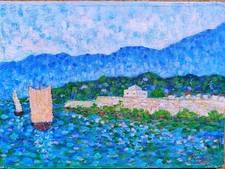 Tableau pointilliste. 20ème d'occasion  Faches-Thumesnil