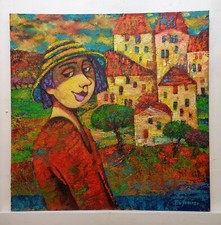 Quadro Dipinto Paesaggio Figura Olio Cm50x50 De Lorenzo Carlo comprar usado  Enviando para Brazil