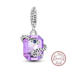 Pulsera colgante para mujer MULA 925 plata esterlina hágalo usted mismo dije circonita cúbica púrpura y serpiente segunda mano  Embacar hacia Mexico