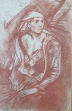 Antico disegno sanguigna usato  Torino