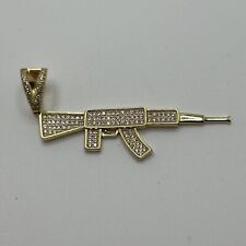 Pingente AK47 gelado ouro sobre prata 925 CZ alto polimento comprar usado  Enviando para Brazil