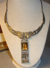 Usado, Colar pingente vintage bronze pedra citrina design celta LEIA ABAIXO comprar usado  Enviando para Brazil