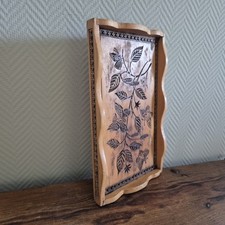 Bandeja de servir vintage feita à mão madeira arte incrustada na decoração floral comprar usado  Enviando para Brazil