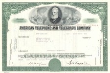 American Telephone and Telegraph Co. - AT&T - Certificado de stock con fecha de los años 60-70 segunda mano  Embacar hacia Mexico