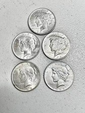 Lote de 5 moedas de prata 90% ano misto Peace dólares 1921-1935 não circuladas comprar usado  Enviando para Brazil
