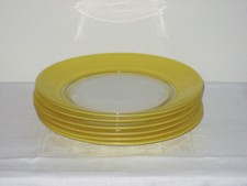6 placas de vidro vintage Duralex feitas na França aro amarelo centro fosco aproximadamente 8" comprar usado  Enviando para Brazil