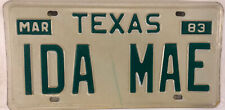Placa de licença Vanity IDA MAE Maye May Maya Idania Idette 1983 TX comprar usado  Enviando para Brazil