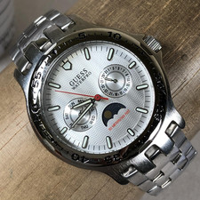 Relógio masculino Guess Waterpro 40 mm prata aço inoxidável data do dia fase da lua Japão comprar usado Relógio masculino Guess Waterpro 40 mm prata aço inoxidável data do dia fase da lua Japão comprar usado  Enviando para Brazil