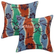 Almofada colorida Kantha estampa folhosa feita à mão Índia quarto sofá conjunto decoração, usado comprar usado  Enviando para Brazil