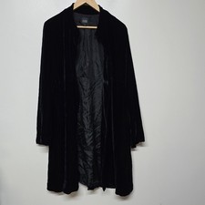 Casaco longo Eileen Fisher preto mistura de seda gola xale de veludo tamanho M comprar usado  Enviando para Brazil