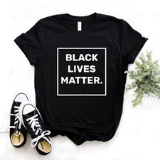 Camiseta feminina de algodão Black Lives Matter BLM roupas casuais comprar usado  Enviando para Brazil