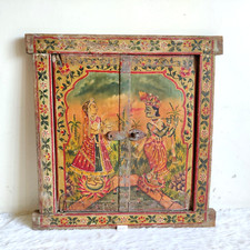 Usado, Janela de madeira arquitetônica vintage pintada à mão Radha Krishna colecionável WN291 comprar usado Usado, Janela de madeira arquitetônica vintage pintada à mão Radha Krishna colecionável WN291 comprar usado  Enviando para Brazil