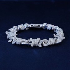 Pulseira masculina especial de arame farpado design 14,36 CT corte redondo safira branca festa comprar usado  Enviando para Brazil