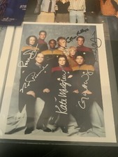 FOTO completa assinada por Star Trek Voyager elenco completo 8x10 Mulgrew Dawson A+ comprar usado  Enviando para Brazil