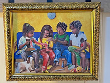 Usado, Arte étnica negra afro-americana infantil impressão emoldurada da Galeria de Arte de Cristal comprar usado  Enviando para Brazil