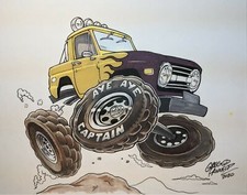 Arte original Ford Bronco pelo cartunista hot rod Greg Panneitz  comprar usado  Enviando para Brazil