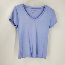 Blusa pulôver manga curta TOMMY Hilfiger feminina azul gola V, usado comprar usado  Enviando para Brazil
