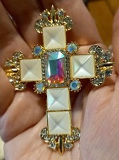 Cross brooch irridescent for sale  LONDON