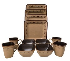 Conjunto de louça 12 peças Western Moments marrom rústico pratos de corda tigelas xícaras comprar usado  Enviando para Brazil