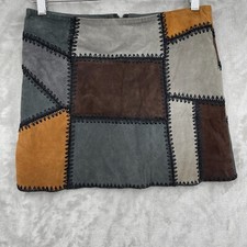 Minifalda Boho Retro Años 70 Mod Gris Marrón Zara Para Mujer S Gamuza Cuero Retazos segunda mano  Embacar hacia Mexico