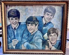 Pintura vintage dos Beatles em tela 16,5” X 13” em moldura 18,5” X 15,25” comprar usado  Enviando para Brazil
