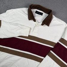 Usado, Camisa polo masculina de rugby Abercrombie M branca marrom listrada manga longa veludo Y2K comprar usado  Enviando para Brazil