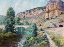 Quadro Antico Paesaggio Borgogna Yonne Gaudibert Impressionismo Arcy-Sur-Cure comprar usado  Enviando para Brazil