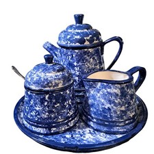 Blue spongeware tea for sale  Freeport
