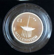 2000 Irlanda Millennium Lyre & Boat - Moeda de libra de prata PROVA-KM#31a-CAIXA E CERTIFICADO DE AUTENTICIDADE comprar usado  Enviando para Brazil