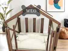 WLO® Casa de Cachorro Moderna de Nogueira, Almofada Preta Premium de Madeira para Casa de Cachorro comprar usado  Enviando para Brazil