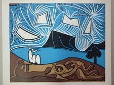 PABLO PICASSO - Linolschnitt 1962 "Bacchanal mit Liebespaar" !!! gebraucht kaufen  Rodenbach