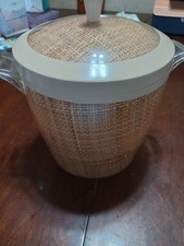 Balde de gelo vintage MCM Raffia Ware isolamento térmico estopa ráfia bege acastanhado comprar usado  Enviando para Brazil