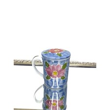 hermosa taza de té japonesa de cerámica con tapa y filtro, patrón de flores, regalo  segunda mano  Embacar hacia Mexico