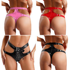 Usado, Calcinha lingerie feminina sexy couro envernizado recortada cintura alta comprar usado  Enviando para Brazil