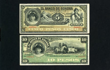 Nota restante México Sonora P- S419r + P- S420r, 1900 ~, 5 + 10 pesos muito bom estado comprar usado  Enviando para Brazil