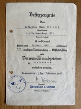 Besitzzeugnis verwundetenabzei gebraucht kaufen  Krefeld