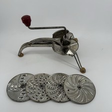 Máquina de salada Mouli vintage manual processador de alimentos ralador triturador com 5 lâminas, usado comprar usado  Enviando para Brazil