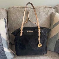 Bolsa tote Michael Kors preta patenteada em relevo Python Jet Set 4MK124 usada comprar usado  Enviando para Brazil