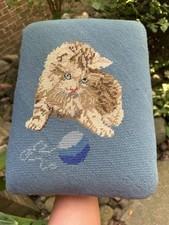 Antique needlepoint kitten for sale  Oxford