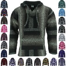 Pulôver mexicano Baja com capuz tapete jerga jumper sesta surf hippie baha comprar usado  Enviando para Brazil
