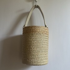 Bolsa cesta de palha italiana Caterina Bertini com fecho de cordão neutro, usado comprar usado  Enviando para Brazil